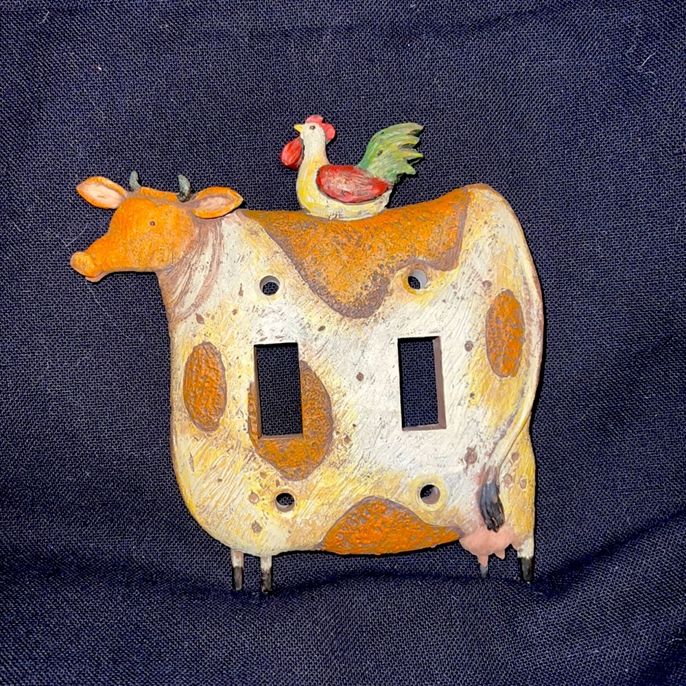 Farmhouse Cow and Chicken Double Switch light Plate